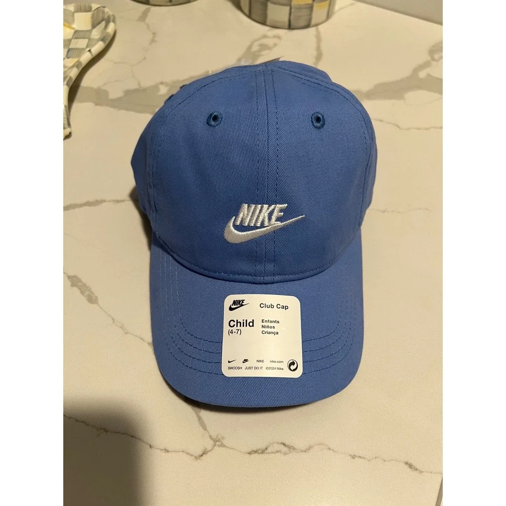 Nike Club Cap Child 4-7 Blue Adjustable Hat Futura Logo 2902-BGZ 224 NWT